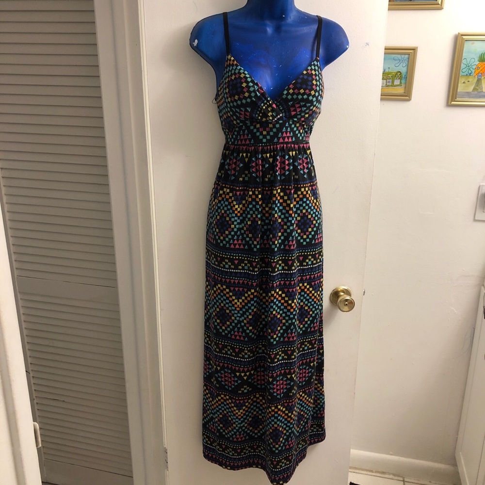 Y2K Multi-coloured funky maxi dress with a retro vibe